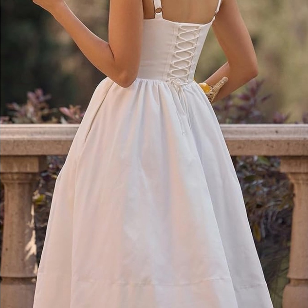 New! Women's White Summer Corsett Dress - Size Small - Picture 6 of 7